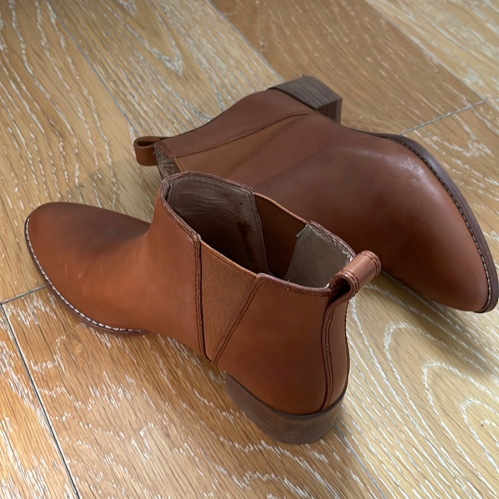 Madewell Tan Pointed Toe Leather Booties (Size 6.5)